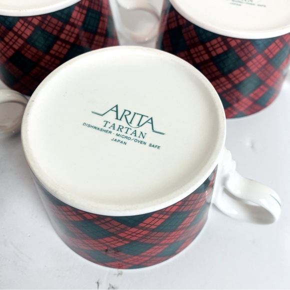 Set Of 5 Arita Charles Roberts Tartan Plaid Cups 8oz - Picture 2 of 6